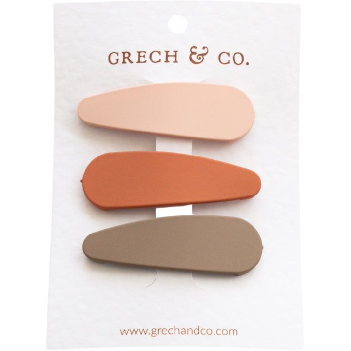 GRECH & CO plaukų segtukų rinkinys Matte Clips – STONE, SHELL, RUST