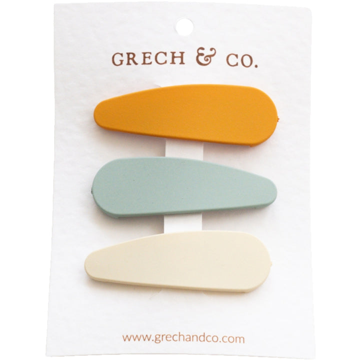 GRECH & CO plaukų segtukų rinkinys Matte Clips – GOLDEN, LIGHT BLUE, BUFF