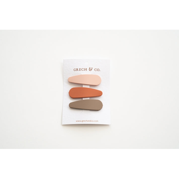 GRECH & CO plaukų segtukų rinkinys Matte Clips – STONE, SHELL, RUST