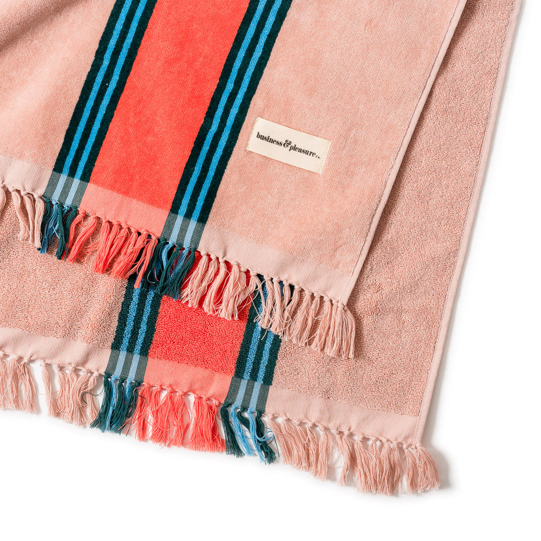 Business & Pleasure paplūdimio ir pikniko pledas – BISTRO DUSTY PINK STRIPE