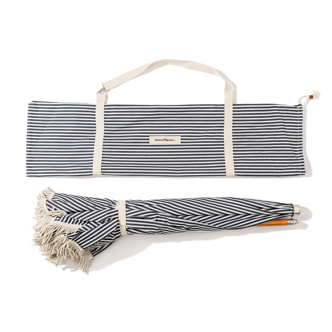 Business & Pleasure paplūdimio skėtis nuo saulės – PREMIUM LAURENS NAVY STRIPE