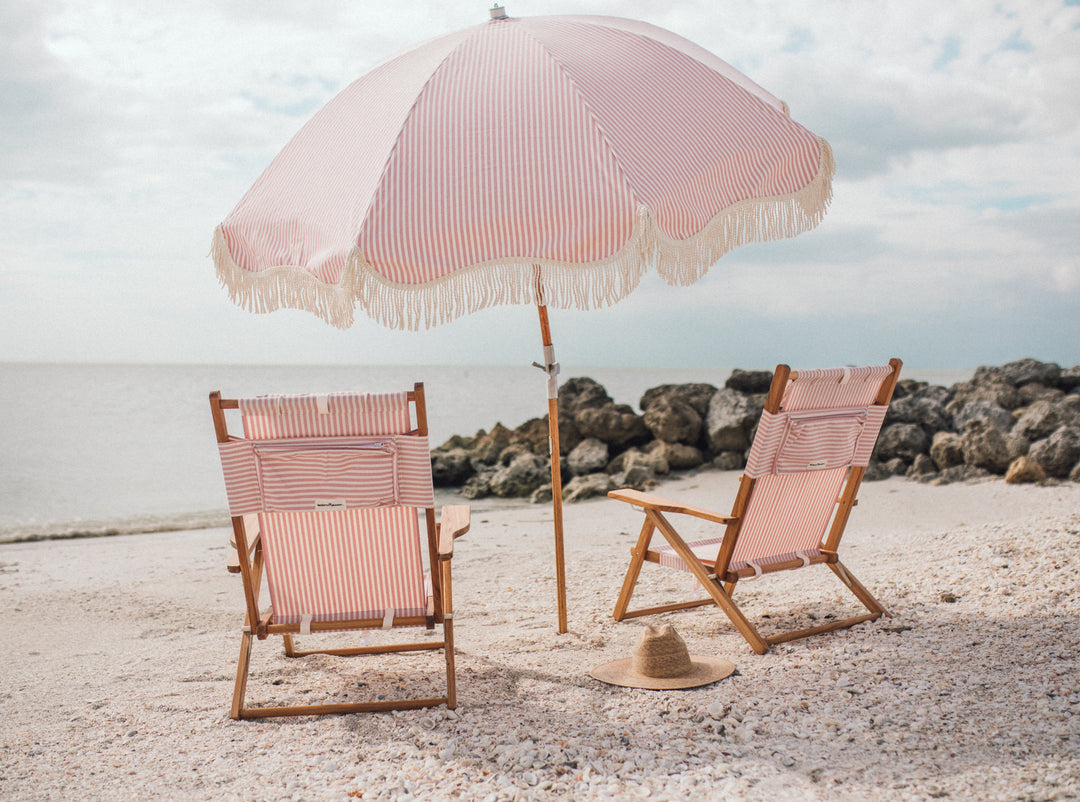 Business & Pleasure paplūdimio skėtis nuo saulės – PREMIUM LAURENS PINK STRIPE