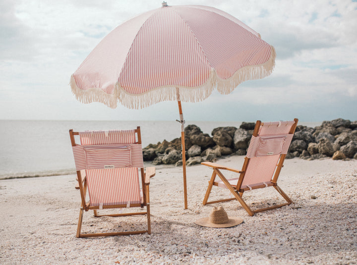 Business & Pleasure paplūdimio skėtis nuo saulės – PREMIUM LAURENS PINK STRIPE