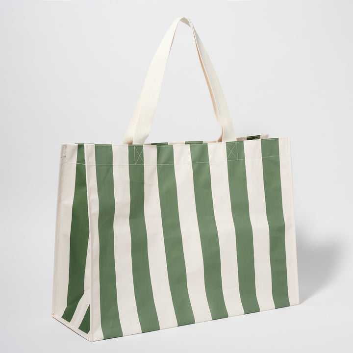SUNNYLiFE paplūdimio krepšys  – THE VACAY OLIVE STRIPE