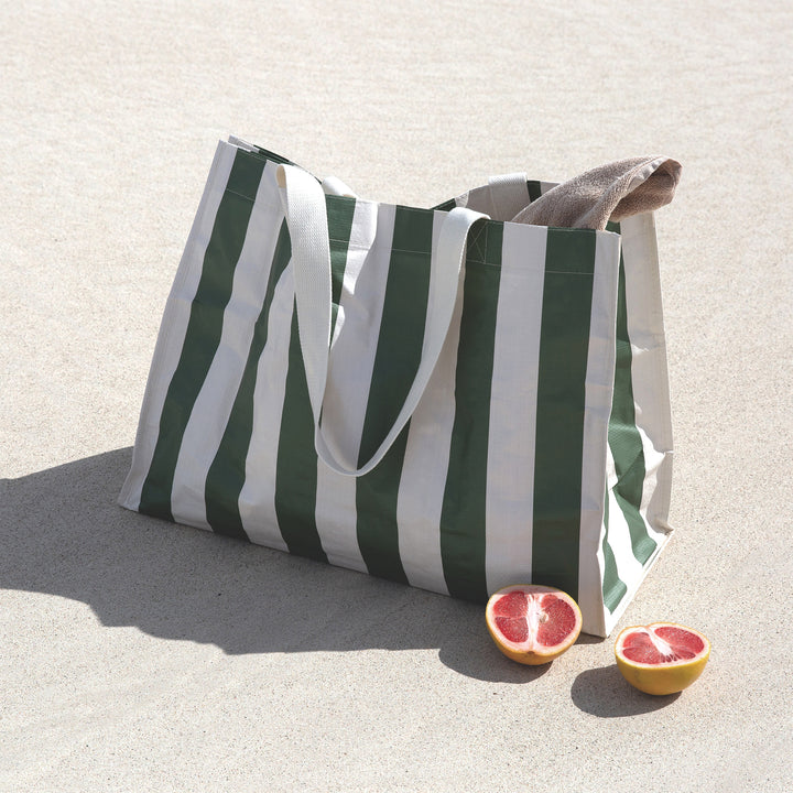 SUNNYLiFE paplūdimio krepšys  – THE VACAY OLIVE STRIPE