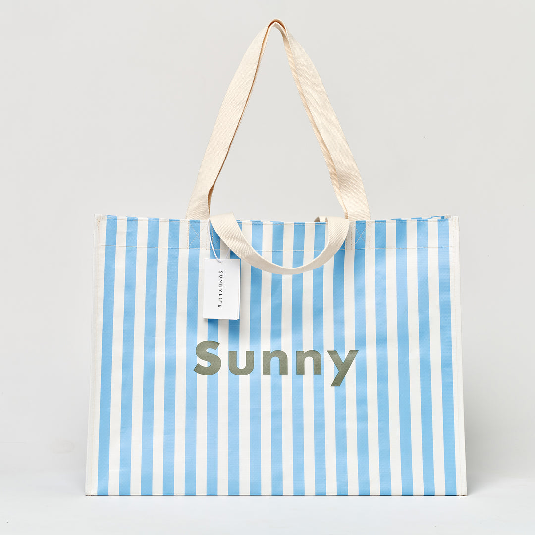 SUNNYLiFE paplūdimio krepšys  – LA MER MED BLUE STRIPE