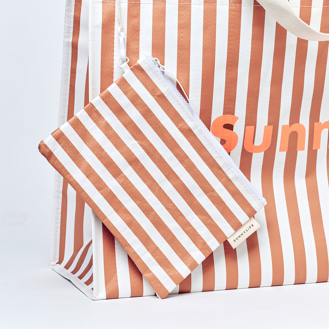 SUNNYLiFE paplūdimio krepšys  – TIERRA CLAY STRIPE