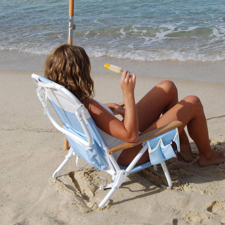 SUNNYLiFE paplūdimio kėdė Deluxe – LA MER MED BLUE BLOCK