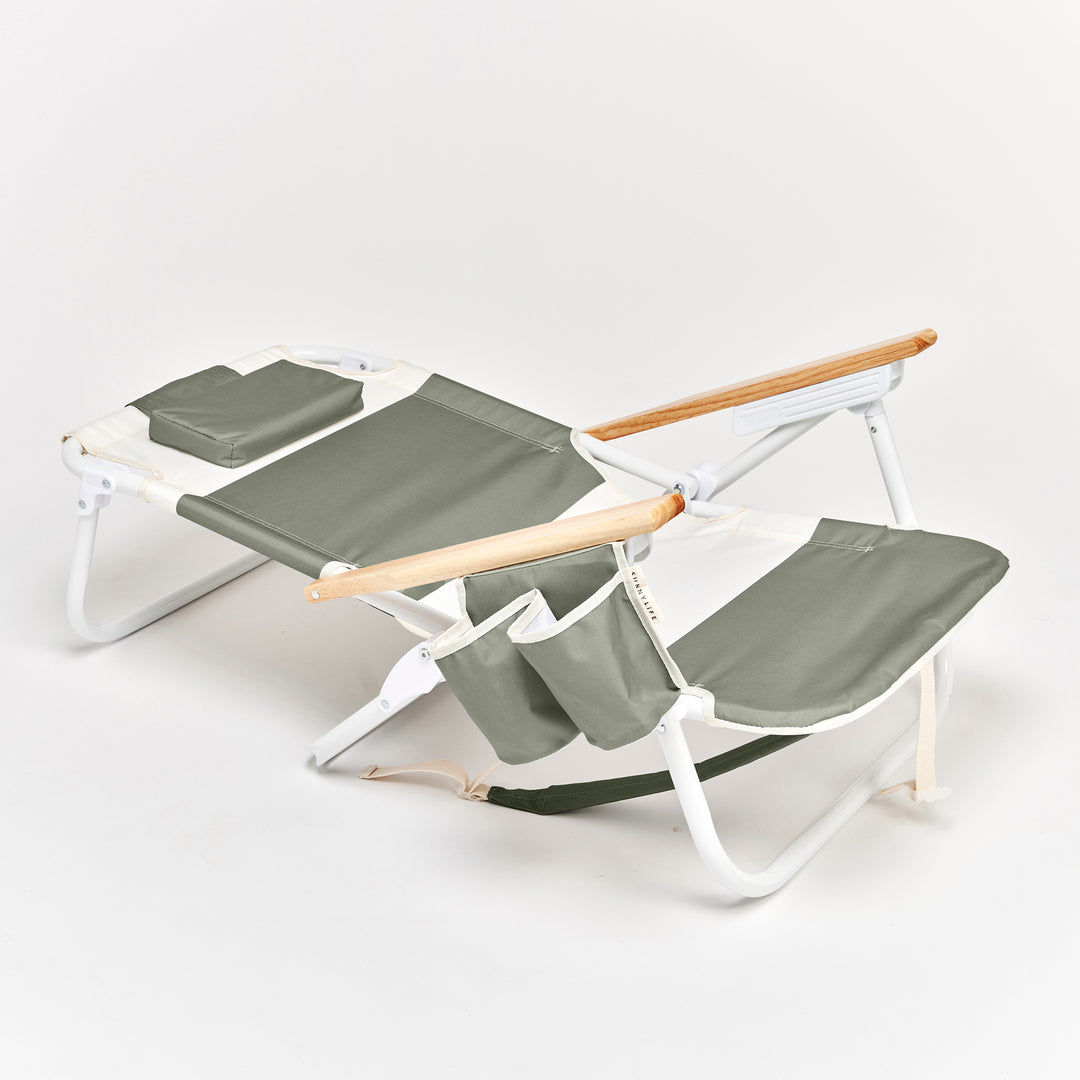 SUNNYLiFE paplūdimio kėdė Deluxe – SEAGRASS SAGE BLOCK