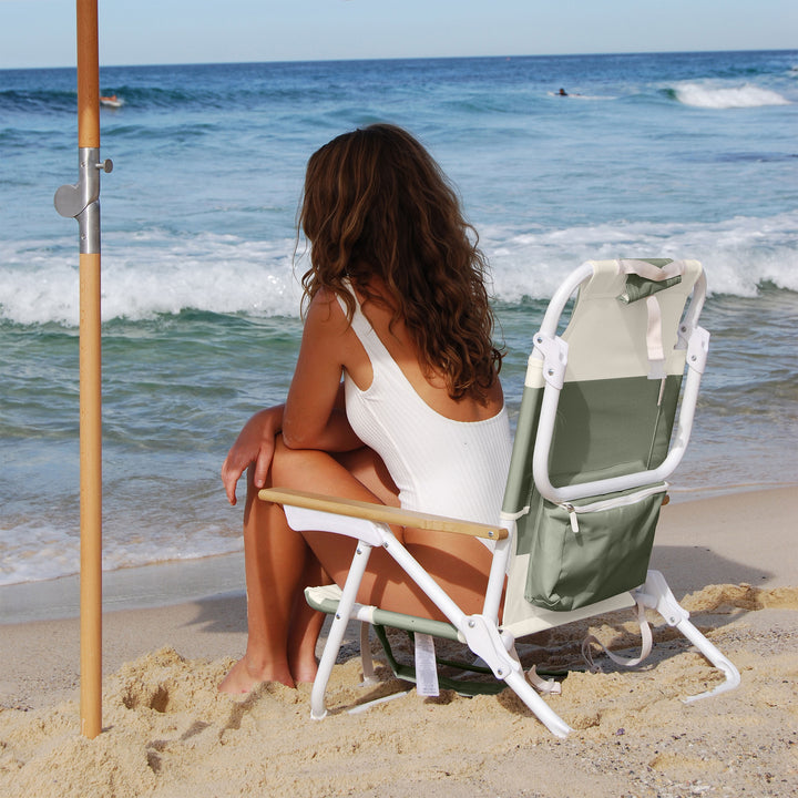 SUNNYLiFE paplūdimio kėdė Deluxe – SEAGRASS SAGE BLOCK