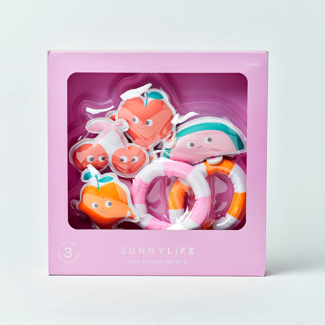 SUNNYLiFE nardymo žaislai – POPPY THE PEACH MULTI SET OF 6