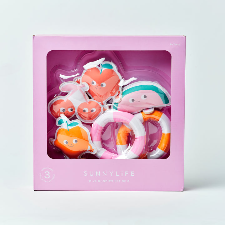 SUNNYLiFE nardymo žaislai – POPPY THE PEACH MULTI SET OF 6