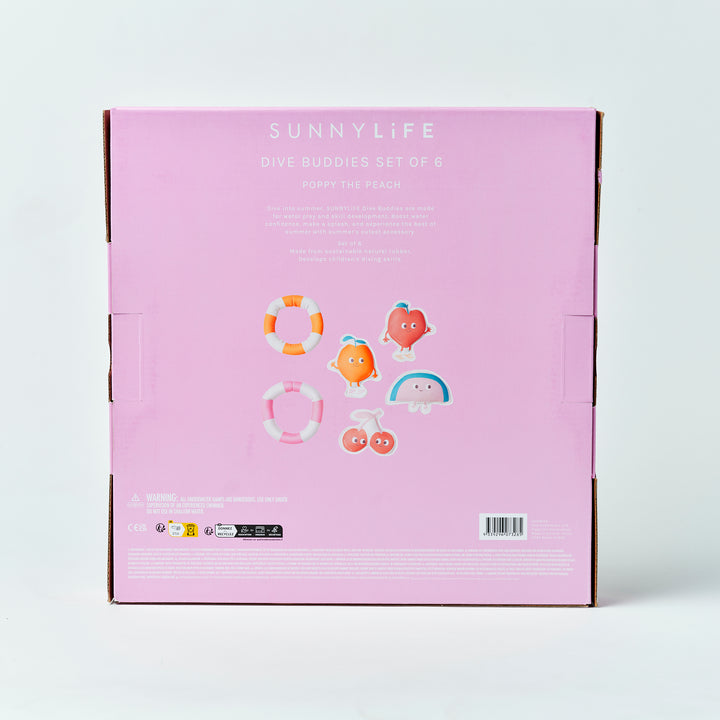 SUNNYLiFE nardymo žaislai – POPPY THE PEACH MULTI SET OF 6