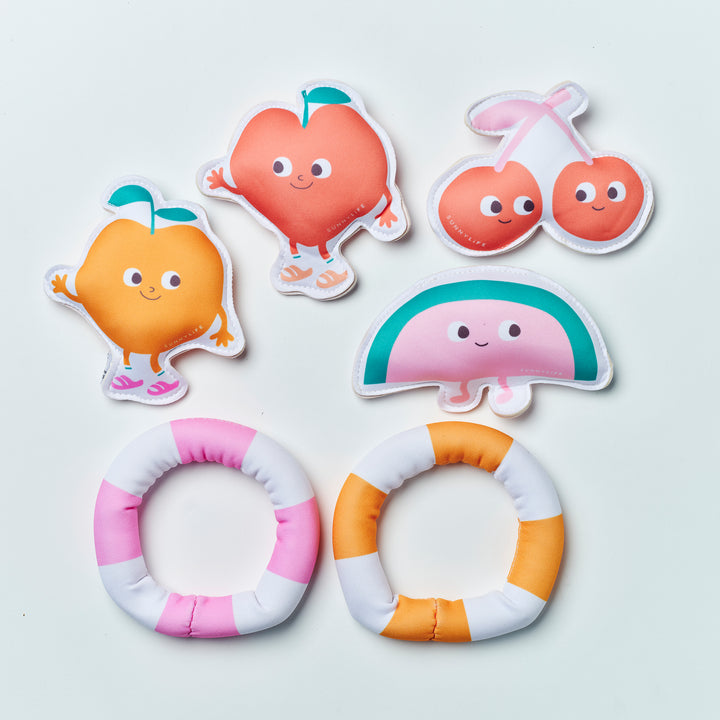 SUNNYLiFE nardymo žaislai – POPPY THE PEACH MULTI SET OF 6
