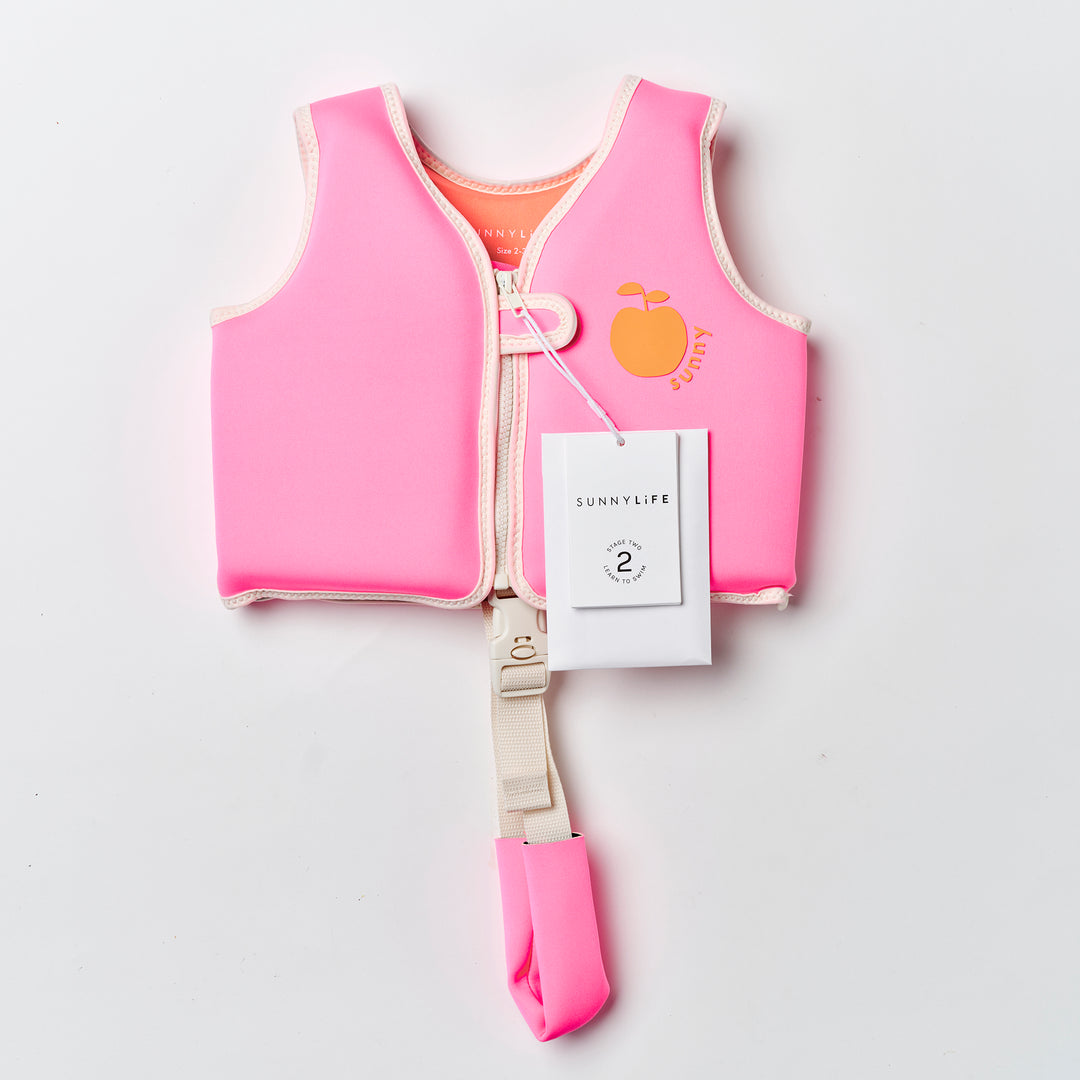 SUNNYLiFE plaukimo liemenė (2 – 3 m.)  – POPPY THE PEACH NEON PINK