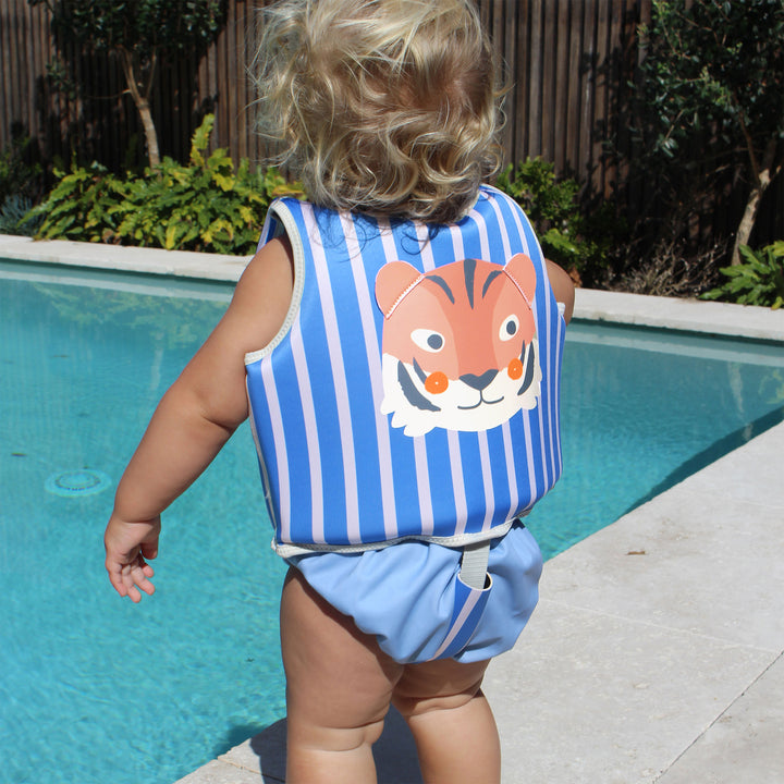 SUNNYLiFE plaukimo liemenė (1 – 2 m.)  – TINO THE TIGER BLUE