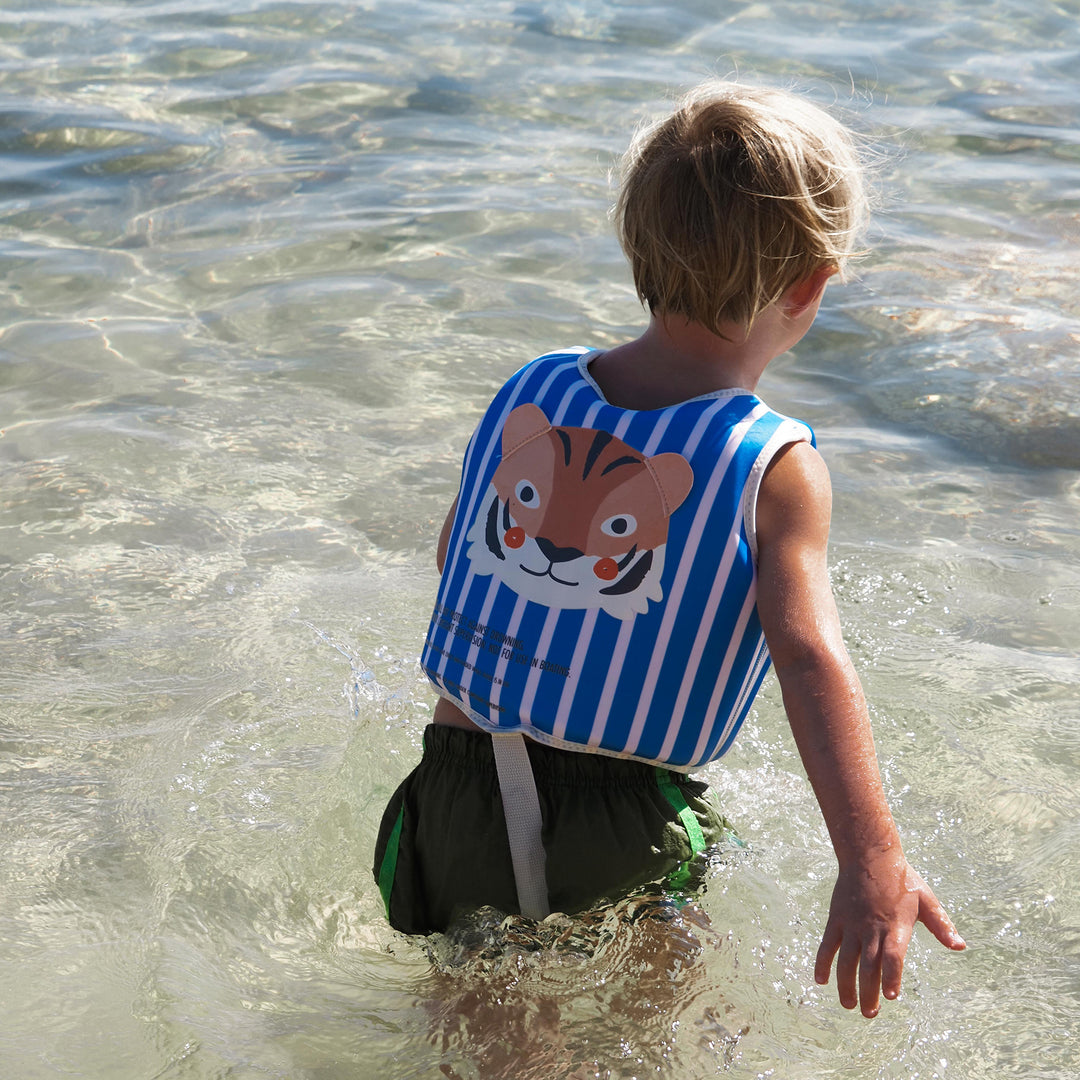 SUNNYLiFE plaukimo liemenė (2 – 3 m.)  – TINO THE TIGER BLUE