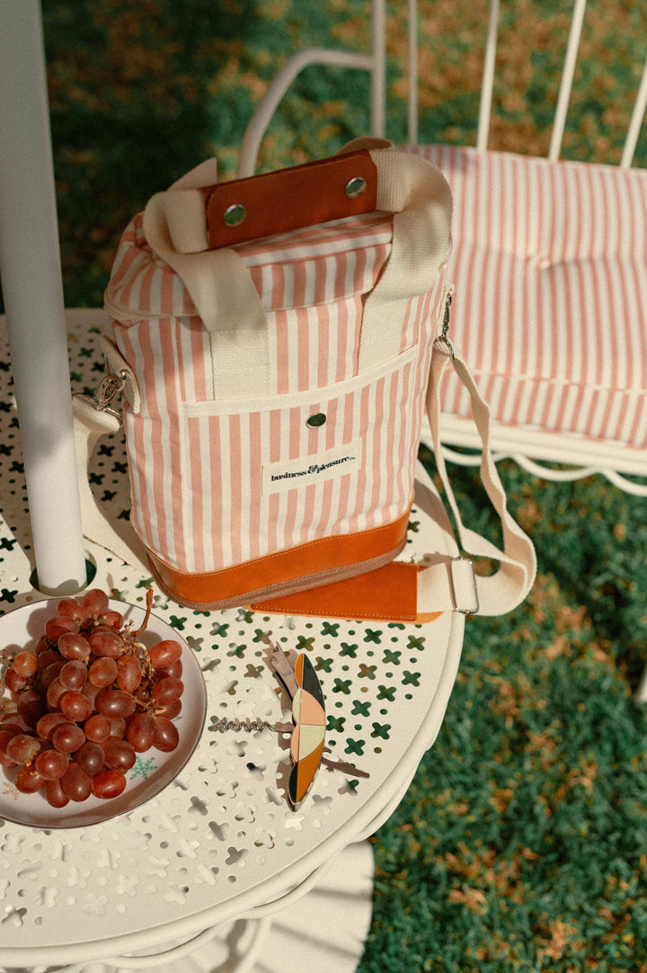 Business & Pleasure gėrimų šaltkrepšis – LAUREN'S PINK STRIPE - Summer Boutique - BPA-WCB-LAU-PNK
