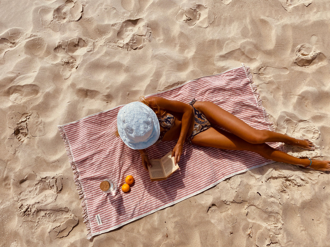 Business & Pleasure paplūdimio rankšluostis – LAUREN ‘S PINK STRIPE - Summer Boutique - BPA-TWL-LAU-PNK