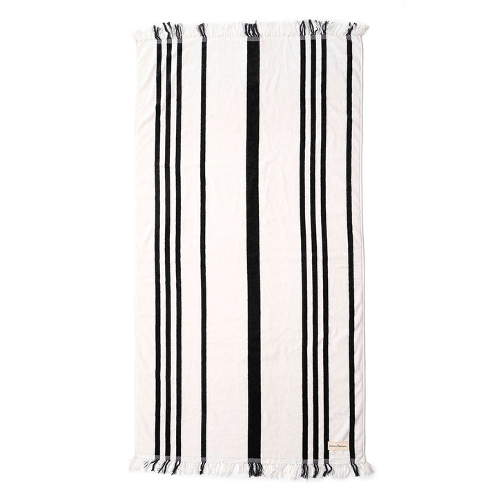 Business & Pleasure paplūdimio rankšluostis – VINTAGE BLACK STRIPE - Summer Boutique - BPA-TWL-VTG-BLK