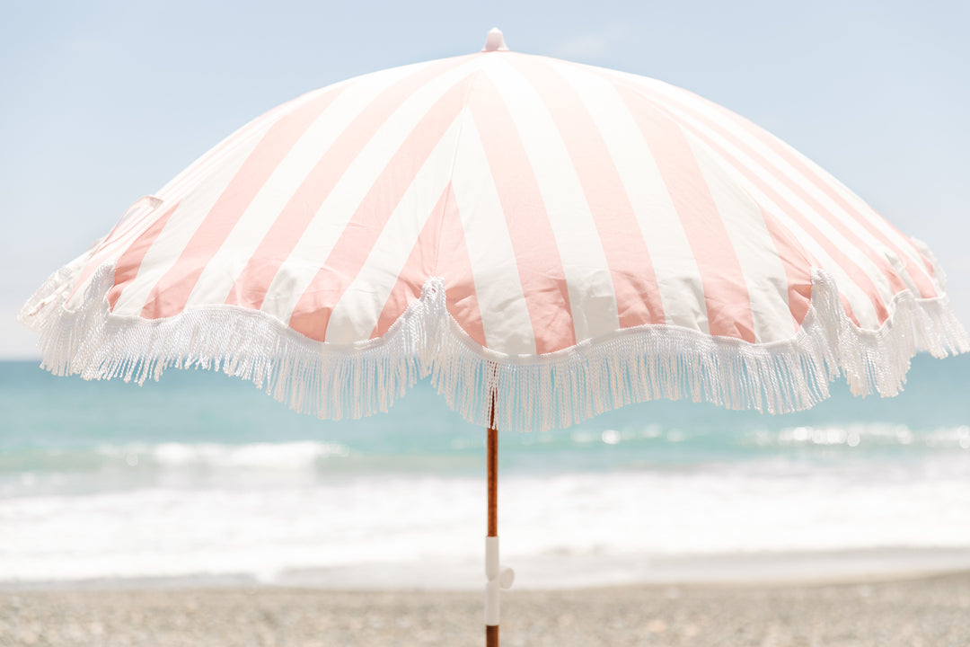 Business & Pleasure paplūdimio skėtis nuo saulės – CREW PINK STRIPE - Summer Boutique - BPU-H-CRW-PNK