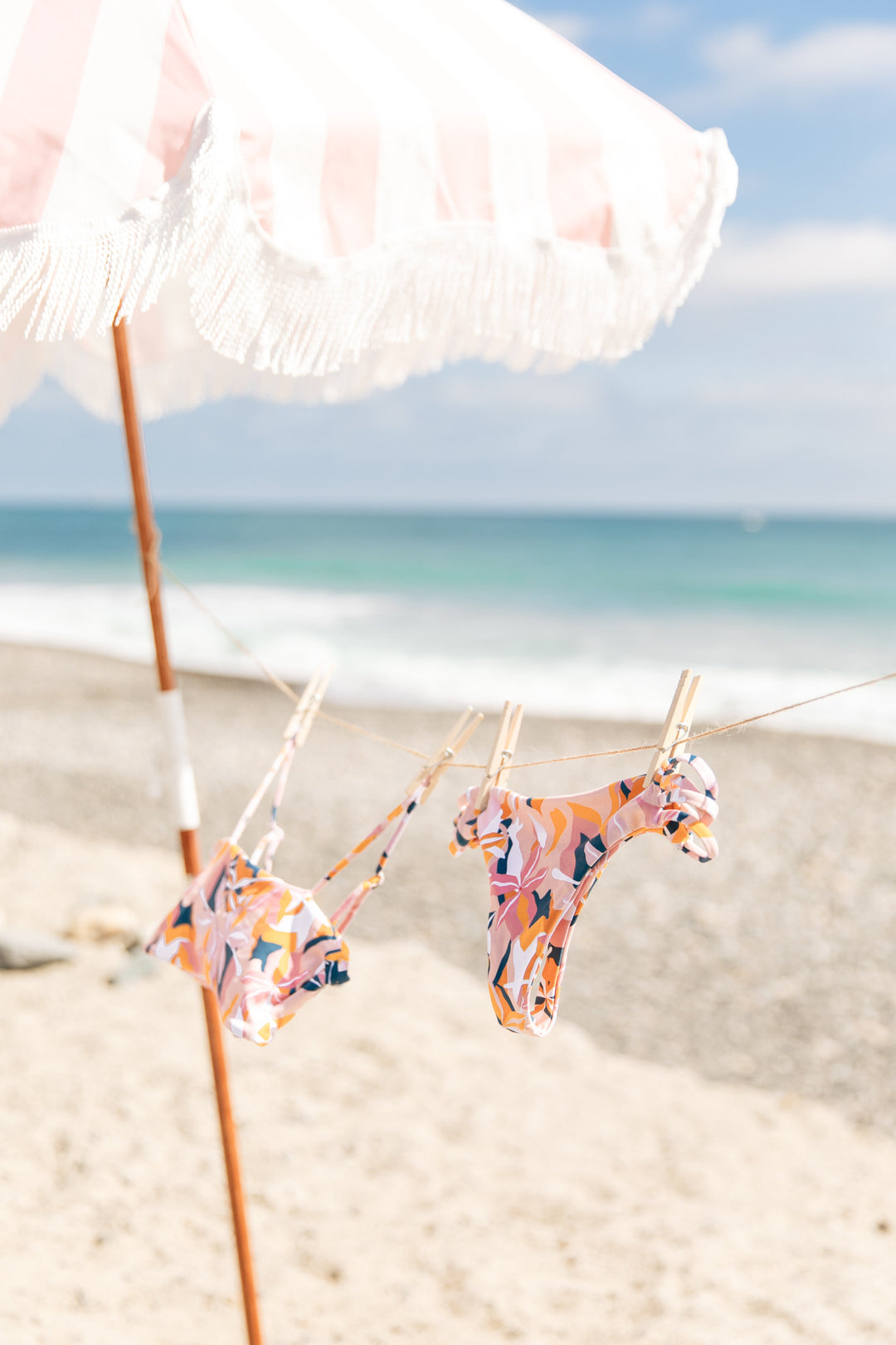 Business & Pleasure paplūdimio skėtis nuo saulės – CREW PINK STRIPE - Summer Boutique - BPU-H-CRW-PNK