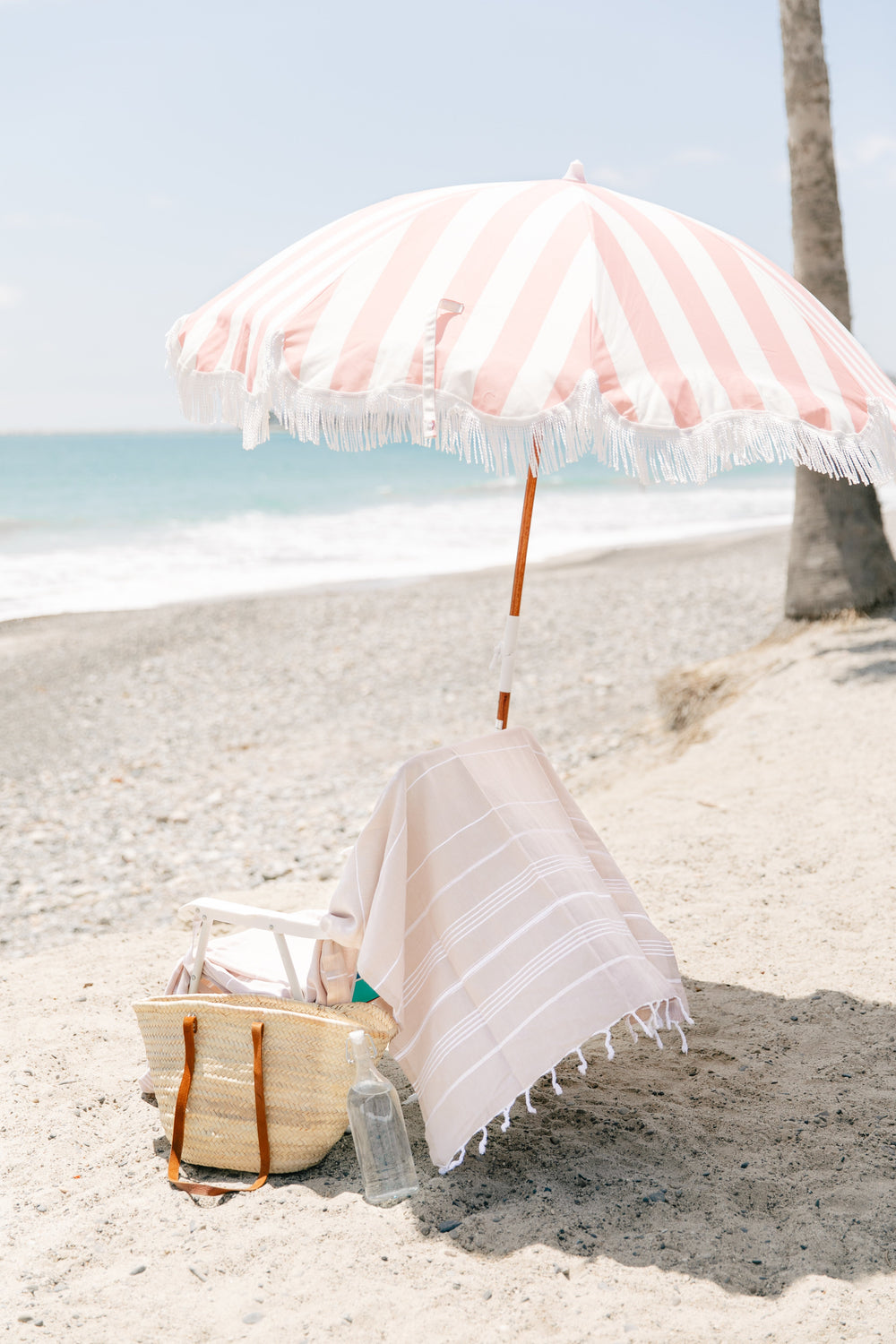 Business & Pleasure paplūdimio skėtis nuo saulės – CREW PINK STRIPE - Summer Boutique - BPU-H-CRW-PNK