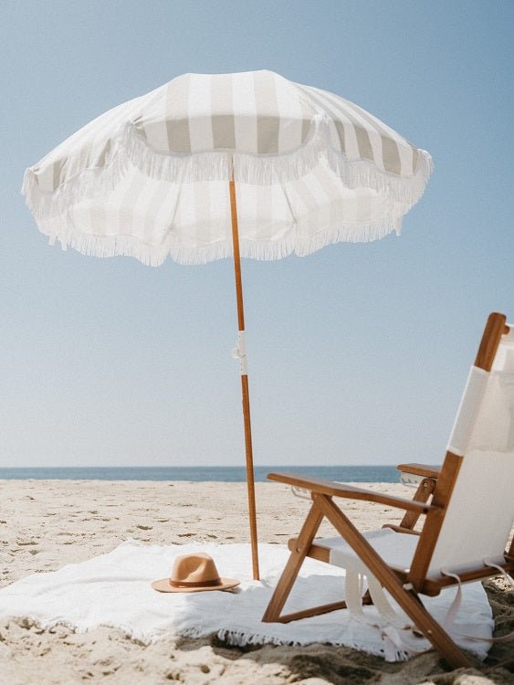 Business & Pleasure paplūdimio skėtis nuo saulės – CREW SAGE STRIPE - Summer Boutique - BPU-H-CRW-SAG