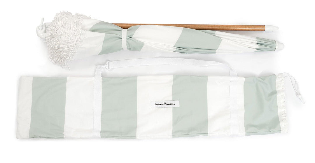 Business & Pleasure paplūdimio skėtis nuo saulės – SAGE CAPRI STRIPE - Summer Boutique - BPU-H-CAP-SAG