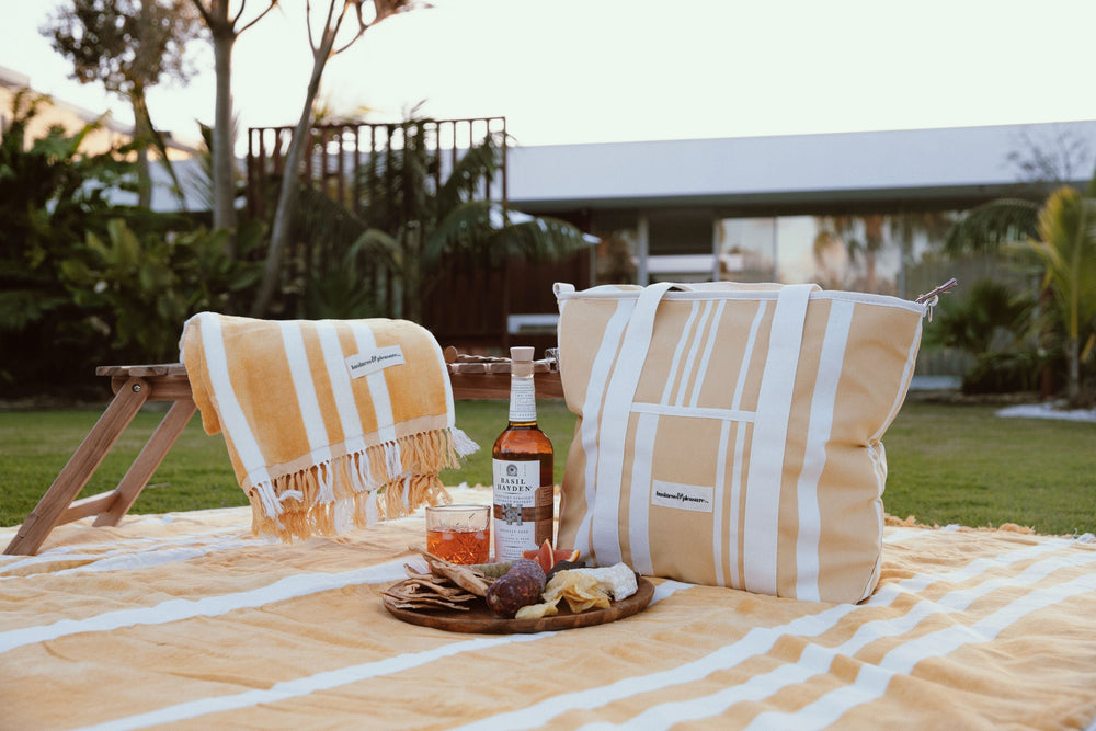 Business & Pleasure Tote šaltkrepšis – VINTAGE YELLOW STRIPE - Summer Boutique - BPA-CBB-VTG-YEL