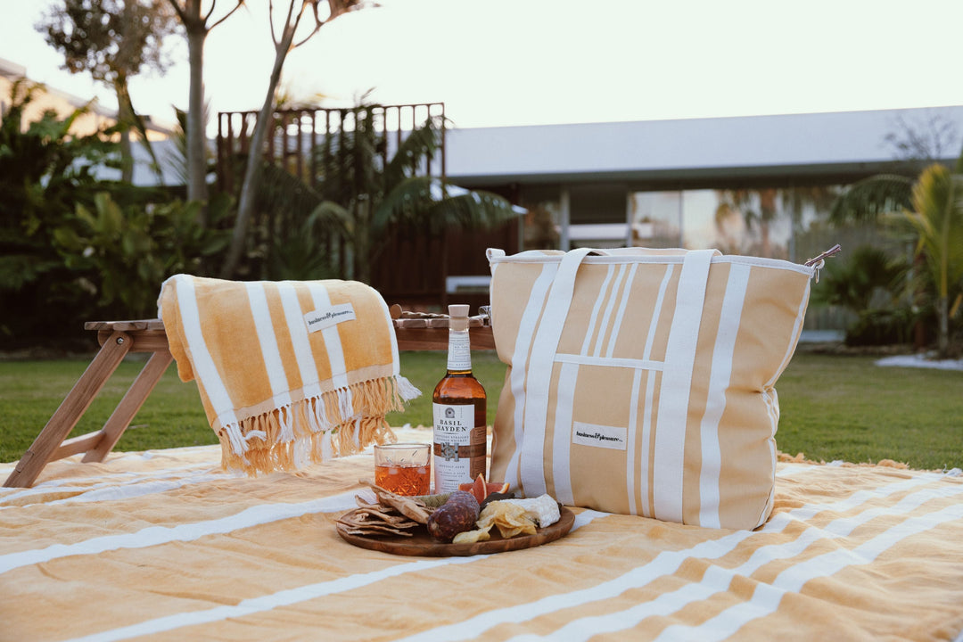 Business & Pleasure Tote šaltkrepšis – VINTAGE YELLOW STRIPE - Summer Boutique - BPA-CBB-VTG-YEL