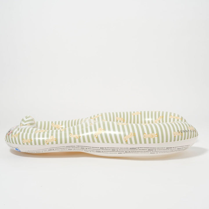 SUNNYLiFE dvigubas pripučiamas plaukimo ratas – DUCK SAGE STRIPE - Summer Boutique - S5FBSGREU