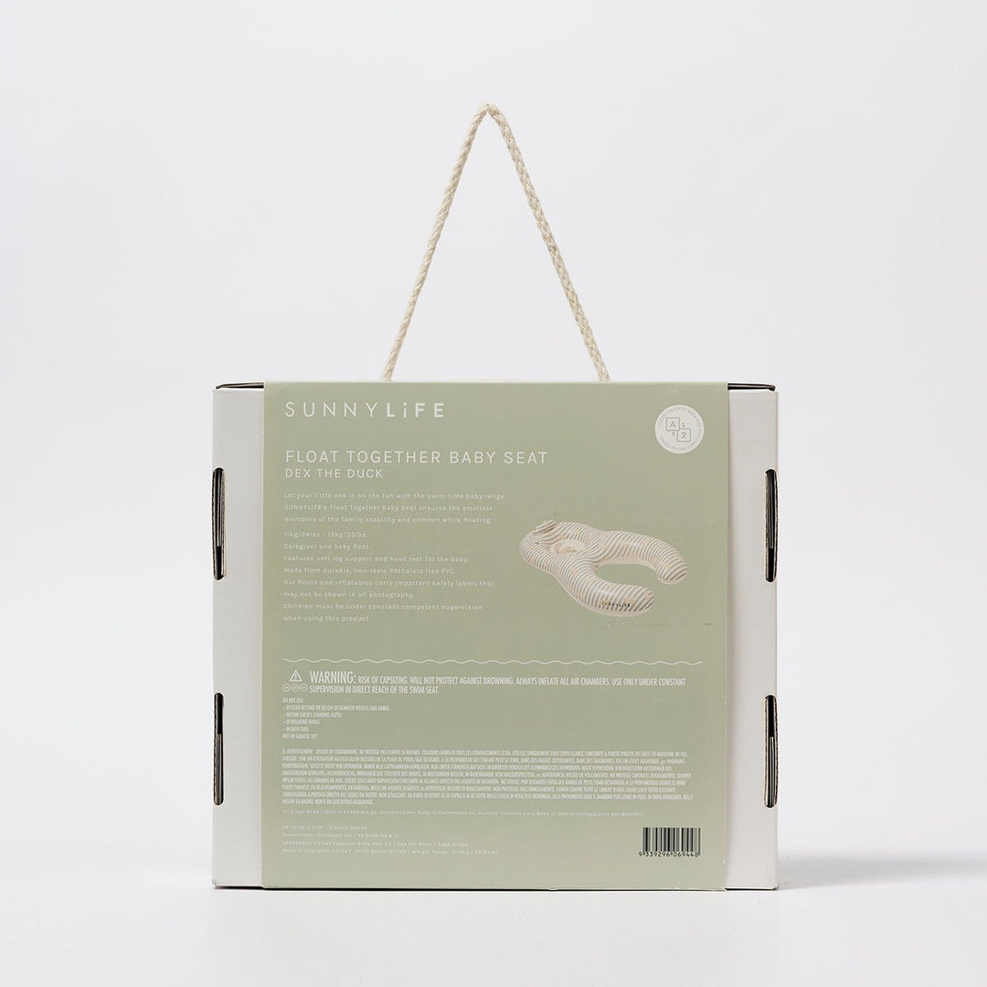 SUNNYLiFE dvigubas pripučiamas plaukimo ratas – DUCK SAGE STRIPE - Summer Boutique - S5FBSGREU