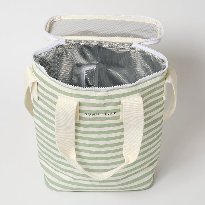 SUNNYLiFE gėrimų šaltkrepšis – LA PALMA SAGE STRIPE - Summer Boutique - S51NTCWS
