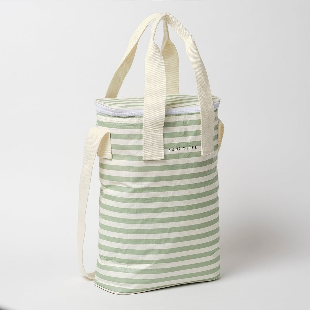 SUNNYLiFE gėrimų šaltkrepšis – LA PALMA SAGE STRIPE - Summer Boutique - S51NTCWS
