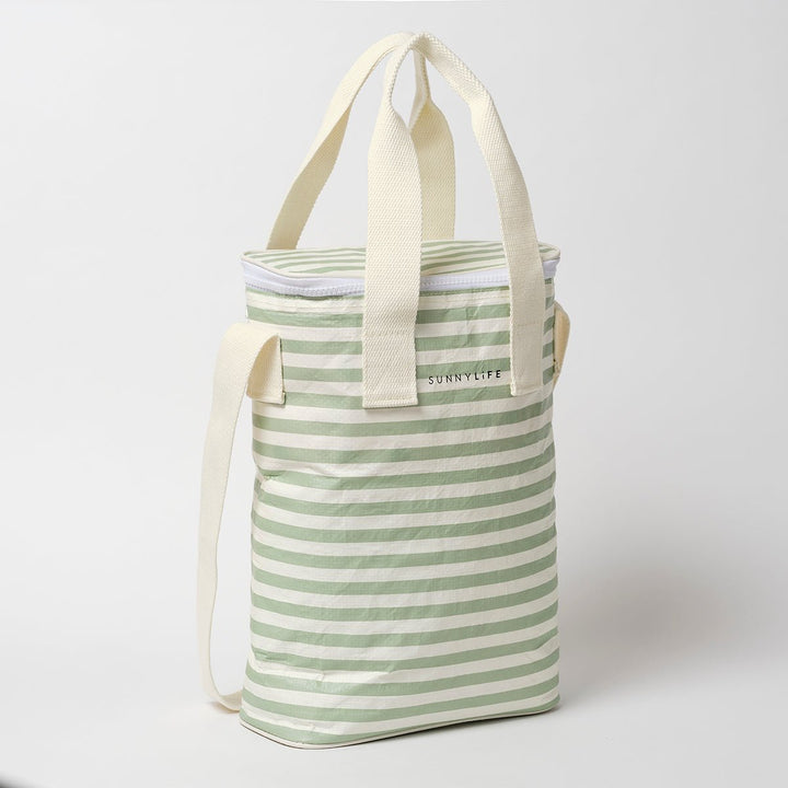 SUNNYLiFE gėrimų šaltkrepšis – LA PALMA SAGE STRIPE - Summer Boutique - S51NTCWS