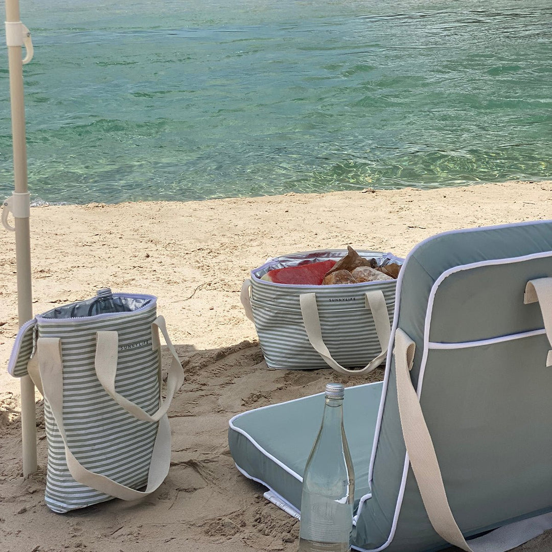 SUNNYLiFE gėrimų šaltkrepšis – LA PALMA SAGE STRIPE - Summer Boutique - S51NTCWS