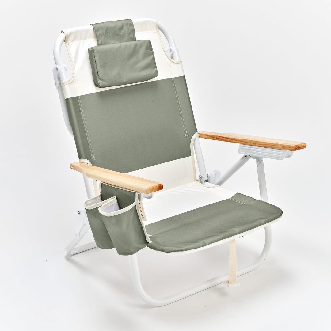 SUNNYLiFE paplūdimio kėdė Deluxe – SEAGRASS SAGE BLOCK - Summer Boutique - S61DBCSS