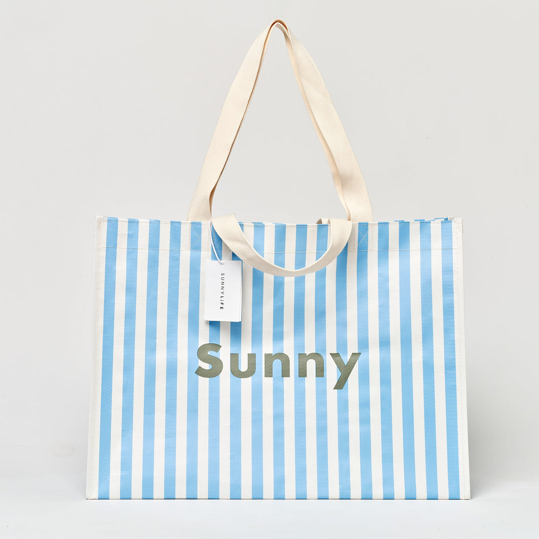 SUNNYLiFE paplūdimio krepšys – LA MER MED BLUE STRIPE - Summer Boutique - S61CBBMB
