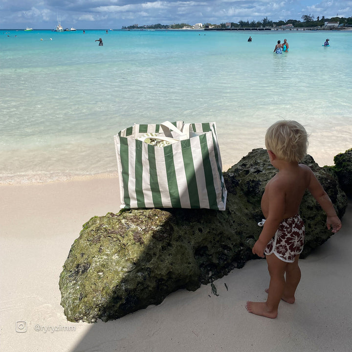 SUNNYLiFE paplūdimio krepšys – THE VACAY OLIVE STRIPE - Summer Boutique - S41BBOLI