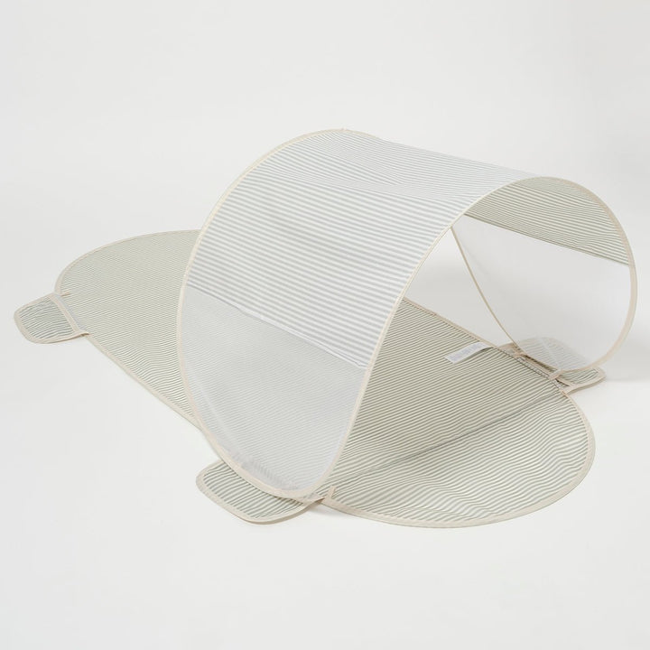 SUNNYLiFE paplūdimio pledas su stogeliu – LA PALMA SAGE STRIPE - Summer Boutique - S51SSHCR