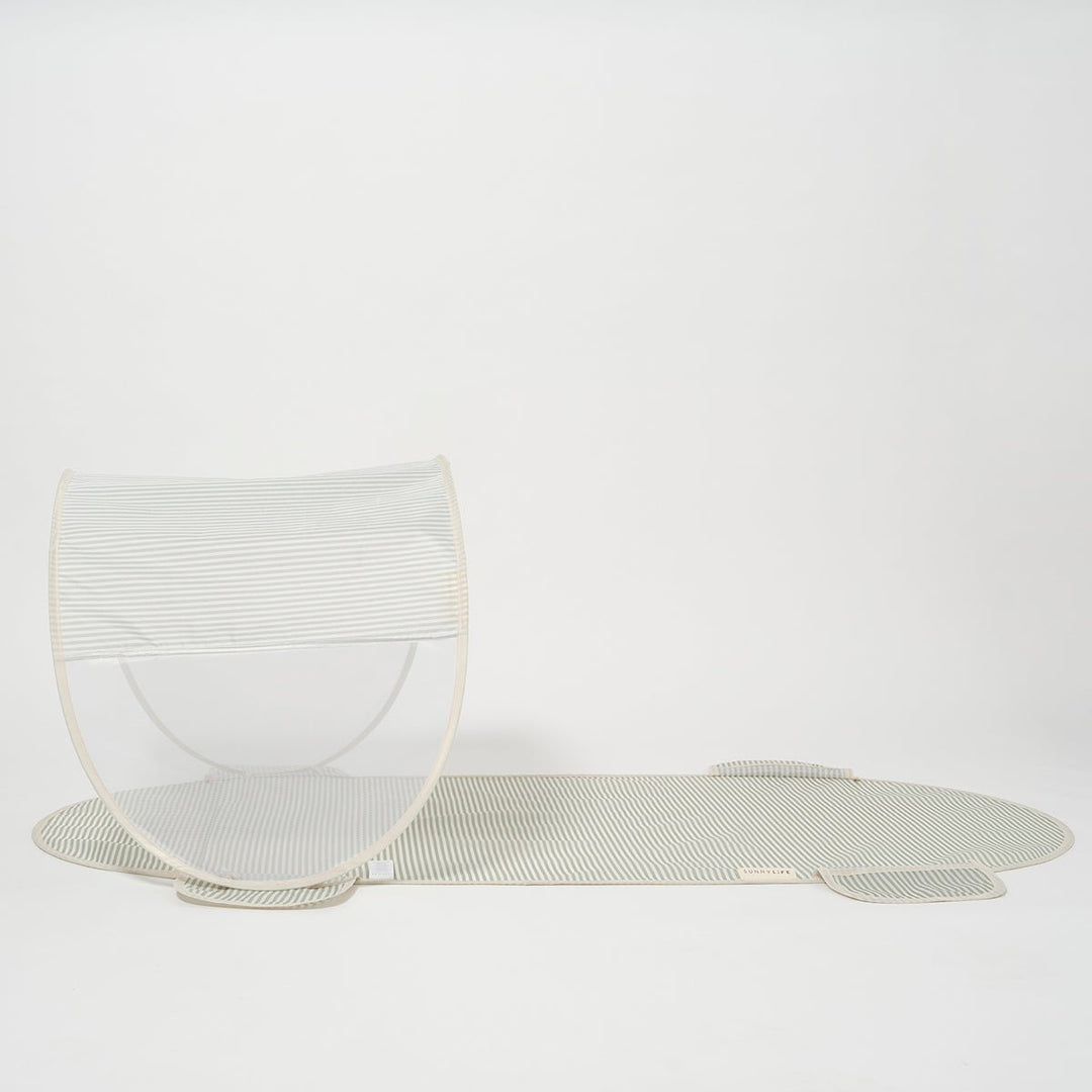 SUNNYLiFE paplūdimio pledas su stogeliu – LA PALMA SAGE STRIPE - Summer Boutique - S51SSHCR