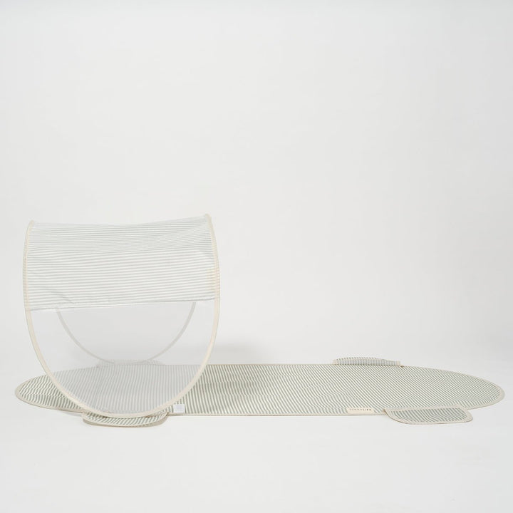 SUNNYLiFE paplūdimio pledas su stogeliu – LA PALMA SAGE STRIPE - Summer Boutique - S51SSHCR