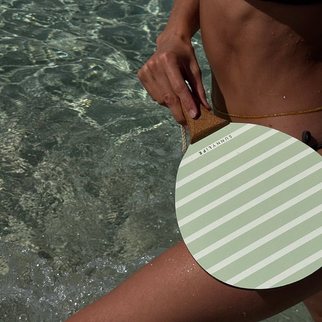 SUNNYLiFE paplūdimio raketės – LA PALMA SAGE STRIPE - Summer Boutique - S51VBPBS