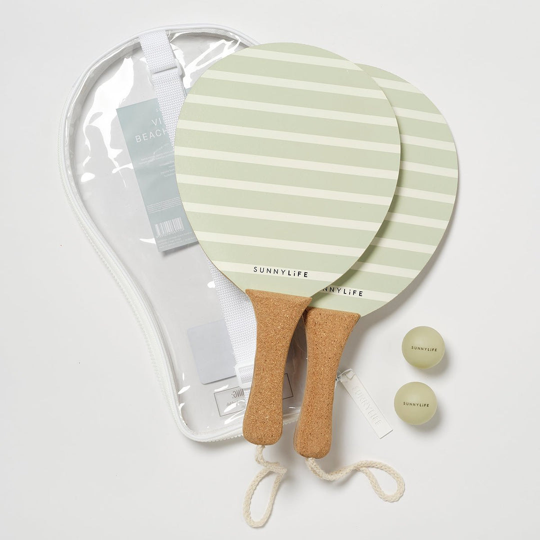 SUNNYLiFE paplūdimio raketės – LA PALMA SAGE STRIPE - Summer Boutique - S51VBPBS