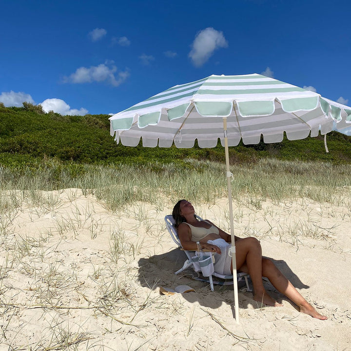 SUNNYLiFE paplūdimio skėtis nuo saulės – LA PALMA SAGE STRIPE - Summer Boutique - S51CBUSS