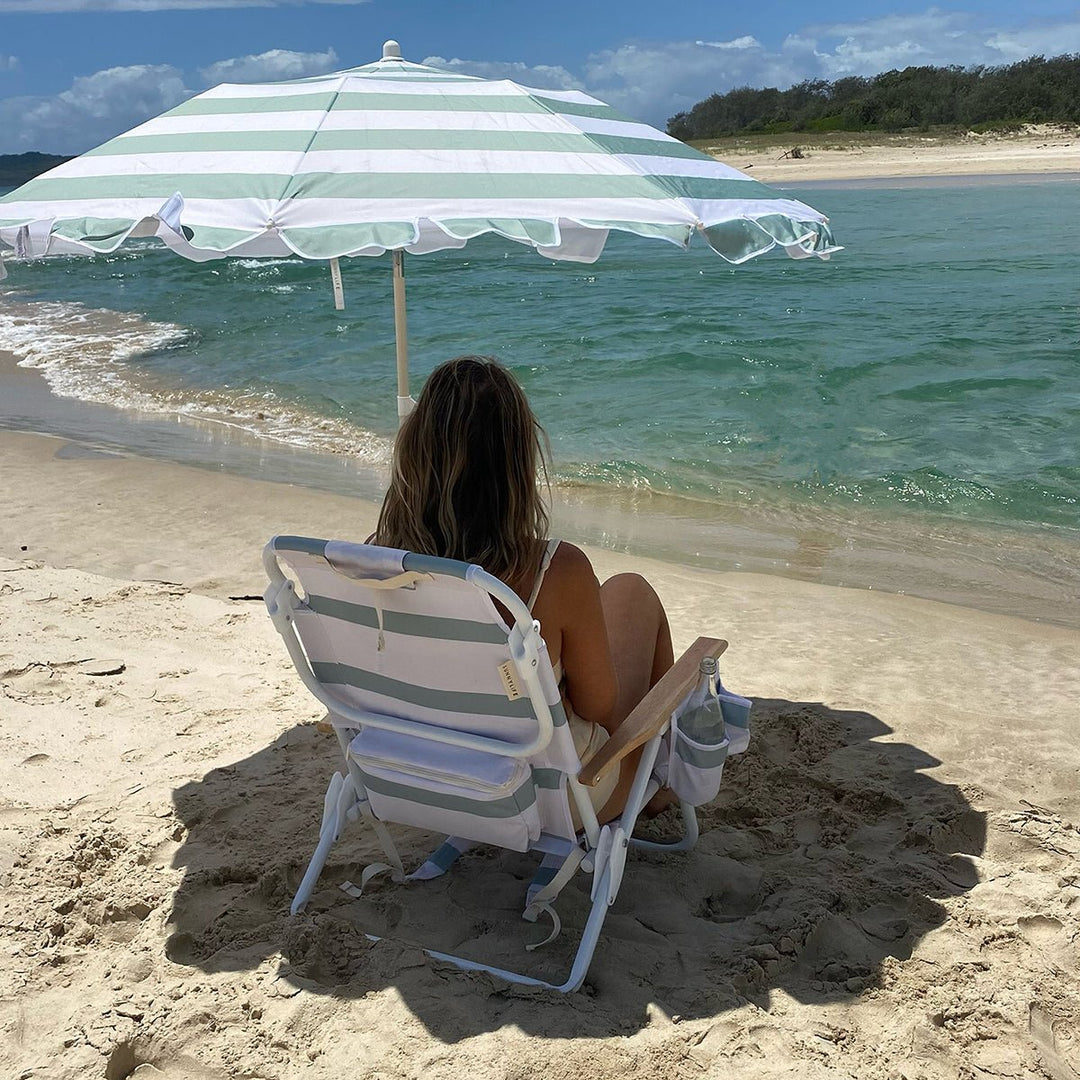 SUNNYLiFE paplūdimio skėtis nuo saulės – LA PALMA SAGE STRIPE - Summer Boutique - S51CBUSS