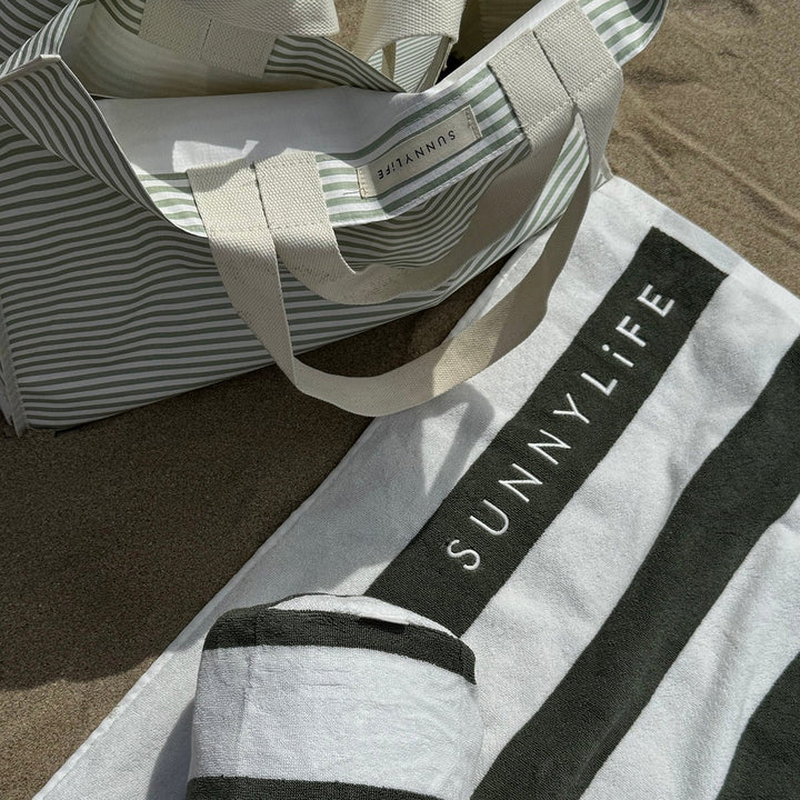 SUNNYLiFE pripučiama pagalvėlė – THE VACAY OLIVE STRIPE - Summer Boutique - S51IBPVA