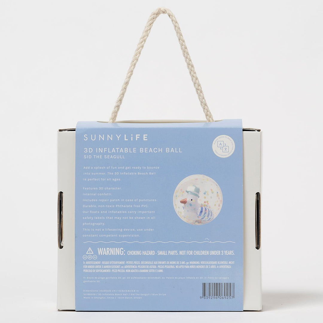 SUNNYLiFE pripučiamas paplūdimio kamuolys – SID THE SEAGULL BLUE STRIPE - Summer Boutique - S51BBSSB