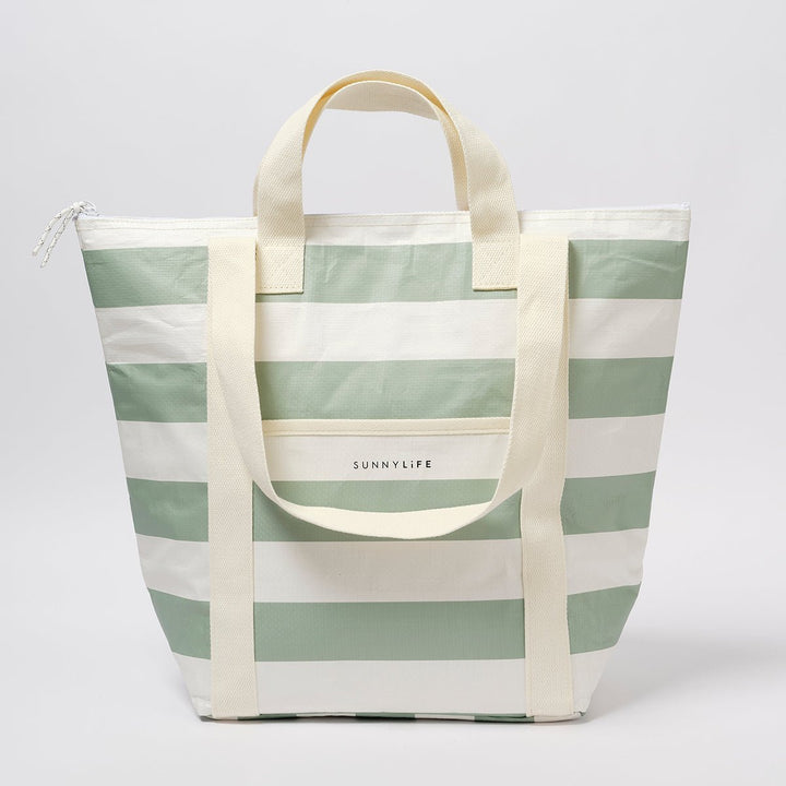 SUNNYLiFE Tote šaltkrepšis – LA PALMA SAGE STRIPE - Summer Boutique - S51NCTWS